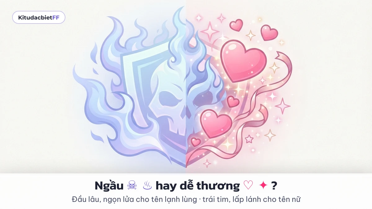Kí tự đầu lâu, ngọn lửa và trái tim FF Kí tự đầu lâu, ngọn lửa cho tên ngầu và trái tim cho tên dễ thương Free Fire