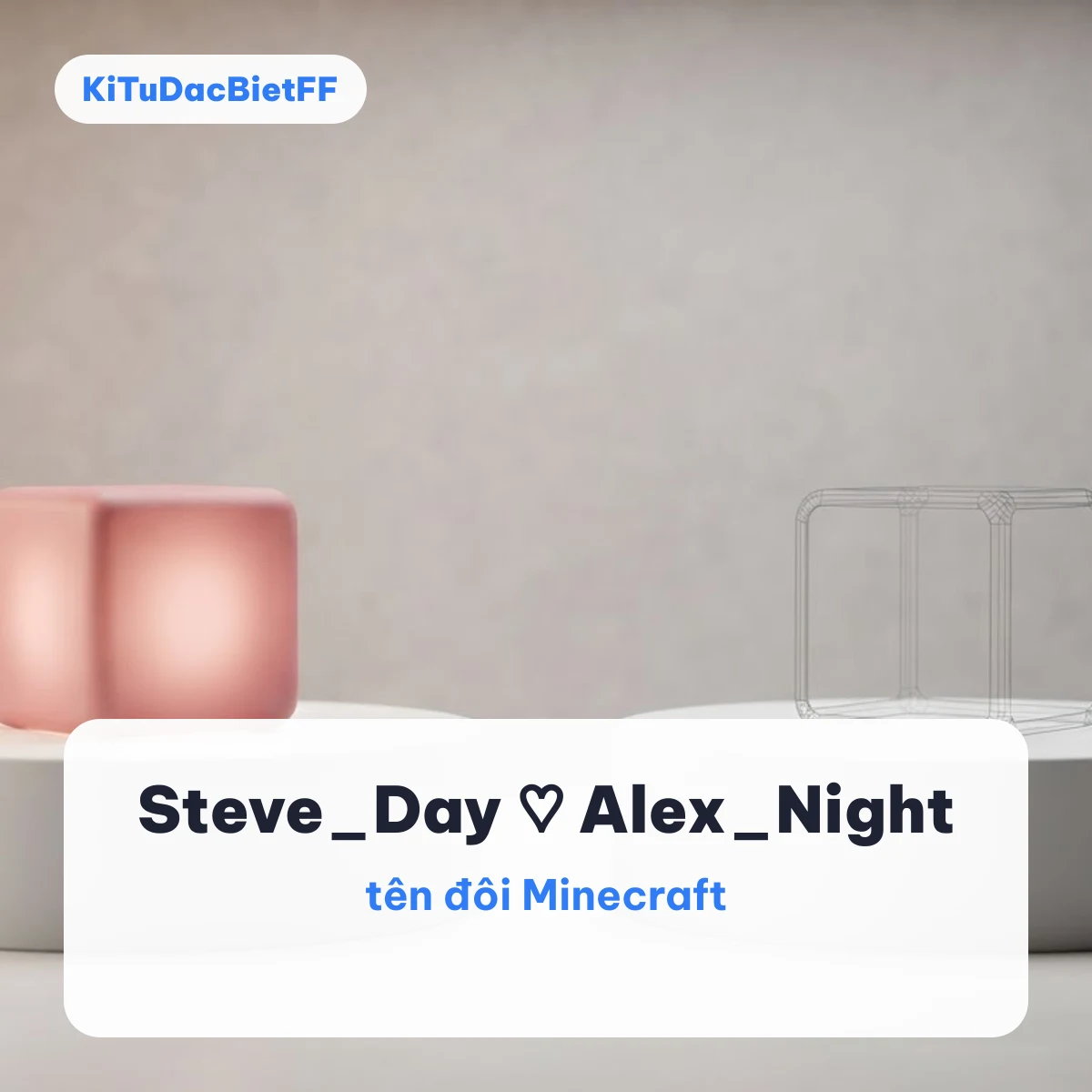 Tên đôi Minecraft như Steve_Day và Alex_Night trên nền khối vuông hồng