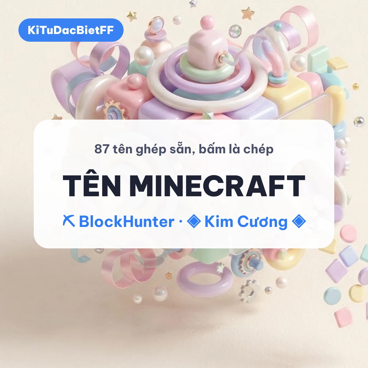 Khối vuông đồ chơi màu pastel, ảnh bìa tên Minecraft hay